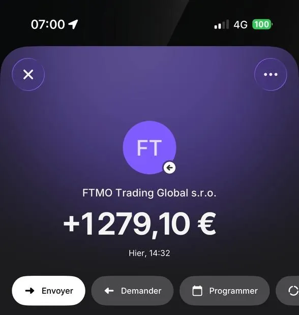 Virement FTMO reçu sur le compte bancaire d’un élève